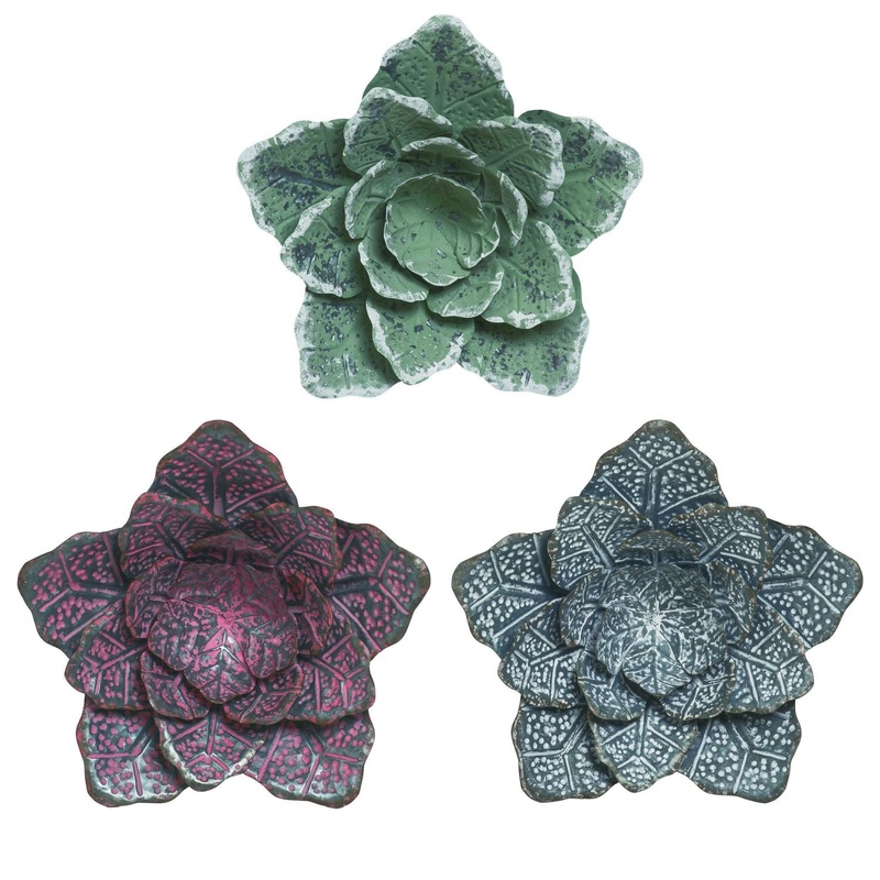 Transpac Small Metal Rustic Flower Decor, Set Of 3, Assortment
