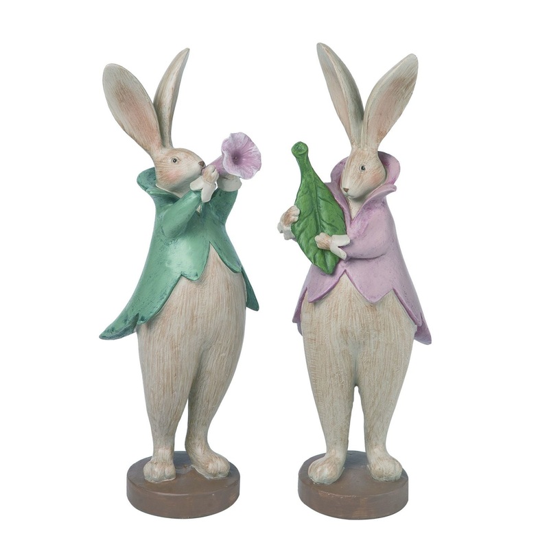 Transpac Small Resin Serenade Bunny Figurine, Set Of 2, Assortment