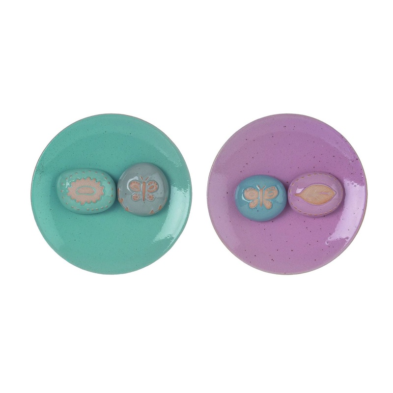 Transpac Small Terra Cotta Leaf/Flower Butterfly Bath, Set Of 2, Assortment