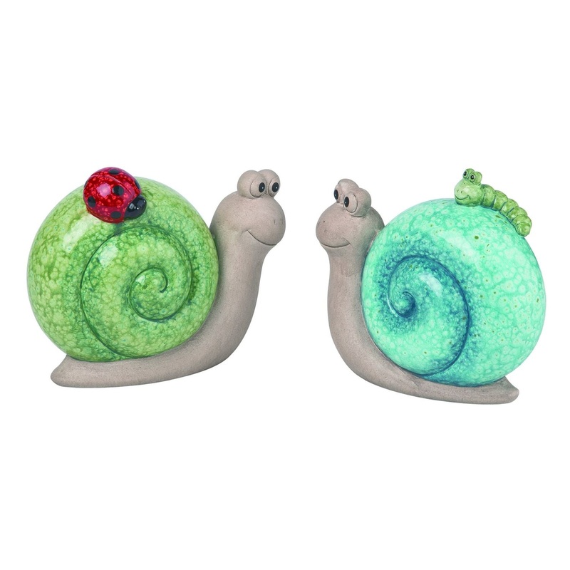Transpac Terra Cotta Happy Garden Snail, Set Of 2, Assortment