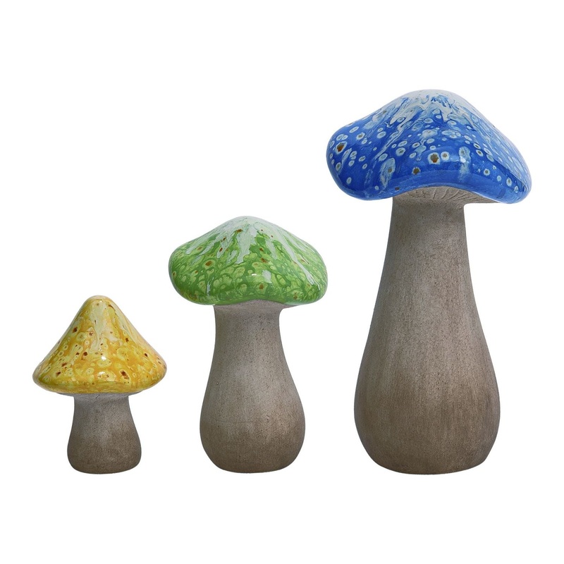 Transpac Terra Cotta Mushroom Decor, Set Of 3