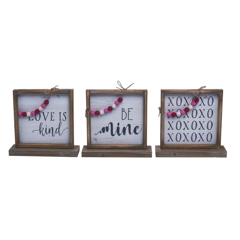 Transpac Wood Decor With Beads, Set Of 3, Assortment