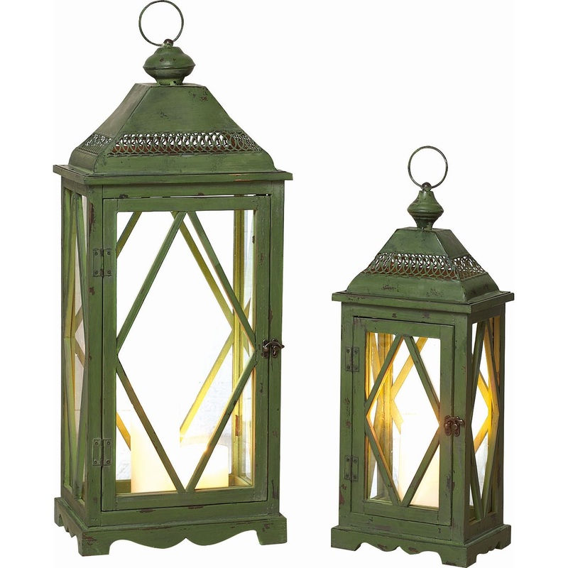 Transpac Wood/Metal Lanterns, Set Of 2