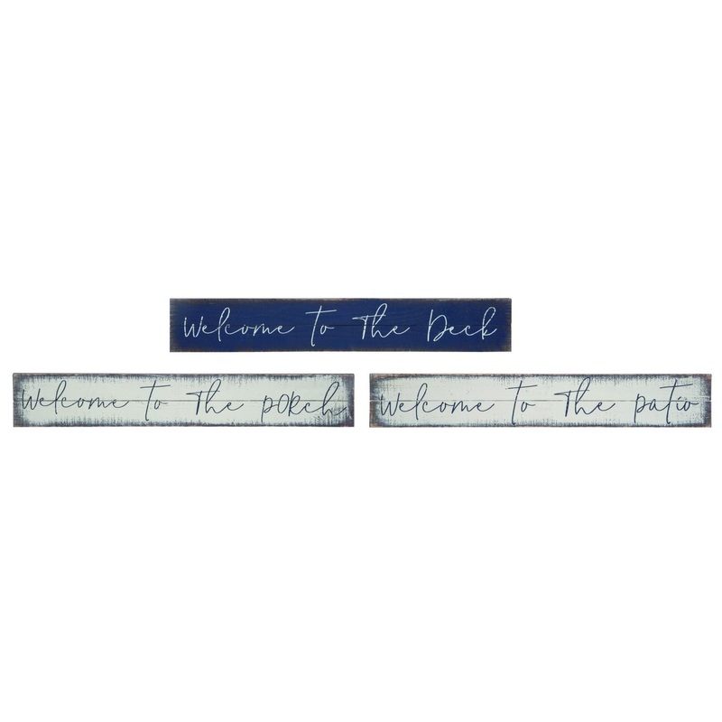 Transpac Wood Porch/Patio/Deck Sign, Set Of 3, Assortment
