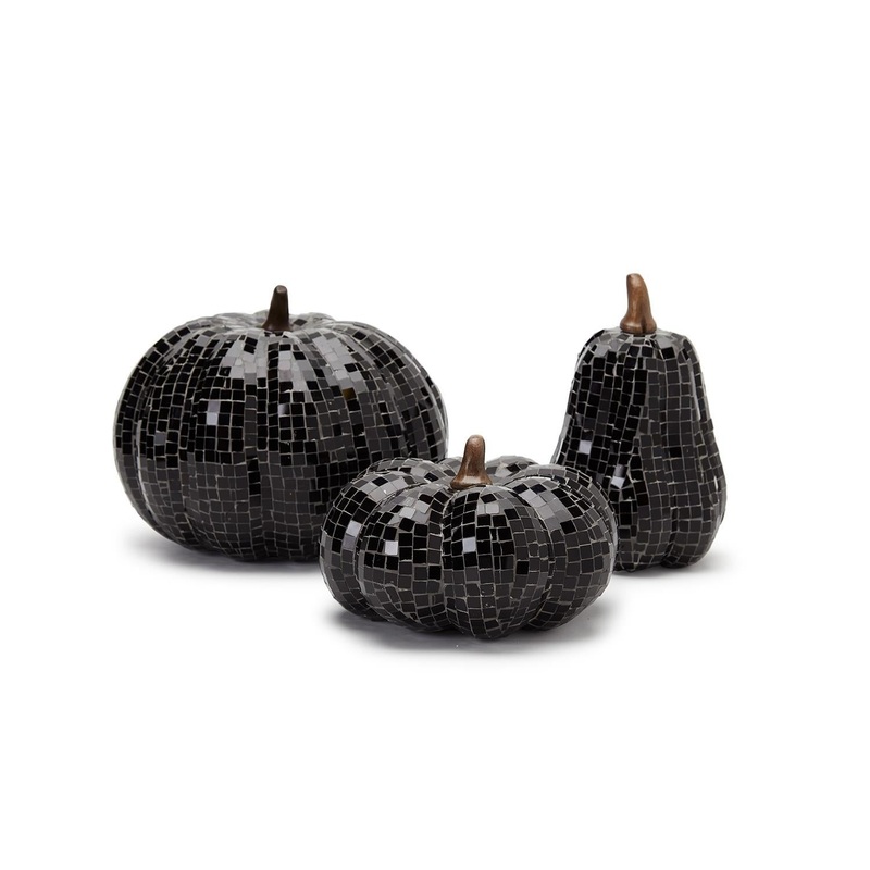 Two’s Company Bewitching Trio Set Of 3 Hand-Crafted Glass Mosaic Pumpkin Decor