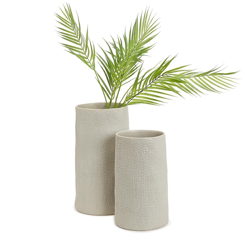 Two’s Company Two’s Company Set of 2 Shitake Beige Tall Cylinder Vase -Ceramic