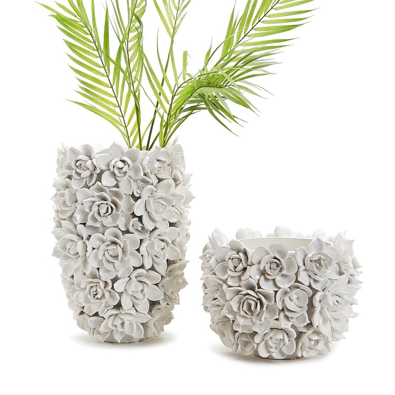 Two’s Company Two’s Company Succulents Set of 2 White Planter/Vase – Ceramic