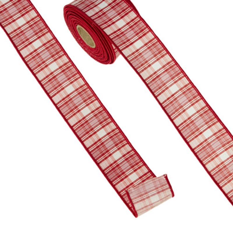 Raz Imports Ribbon 2023 2.5 X 10 Yards Pink And Red Plaid Wired Ribbon