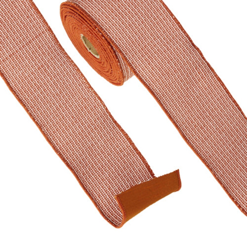 Raz Imports Ribbon 2023 4 X 10 Yards Copper And White Woven Wired Ribbon
