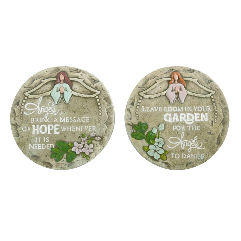Transpac Cement Angel Stepping Stone, Set Of 2, Assortment