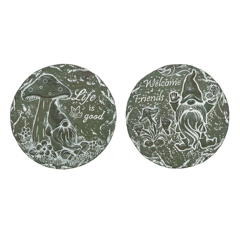 Transpac Cement Gnome Stepping Stone, Set Of 2, Assortment