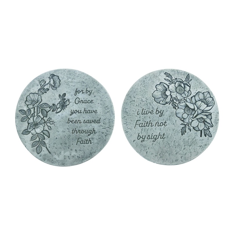 Transpac Cement Pressed Faithful Flower Garden Stone, Set Of 2, Assortment
