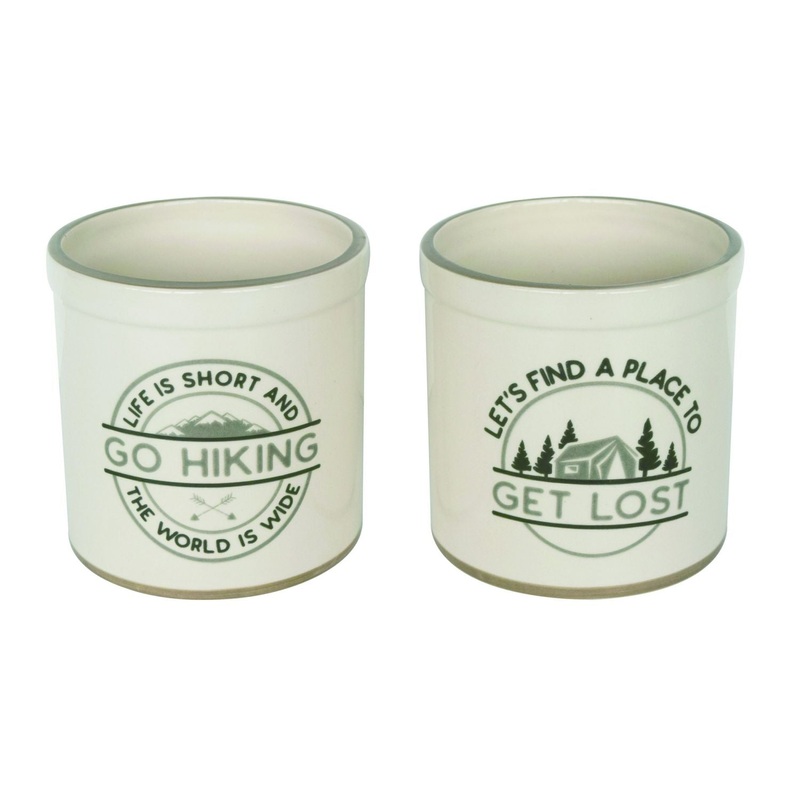 Transpac Dolomite Faux-Namel Cabin Container, Set Of 2, Assortment