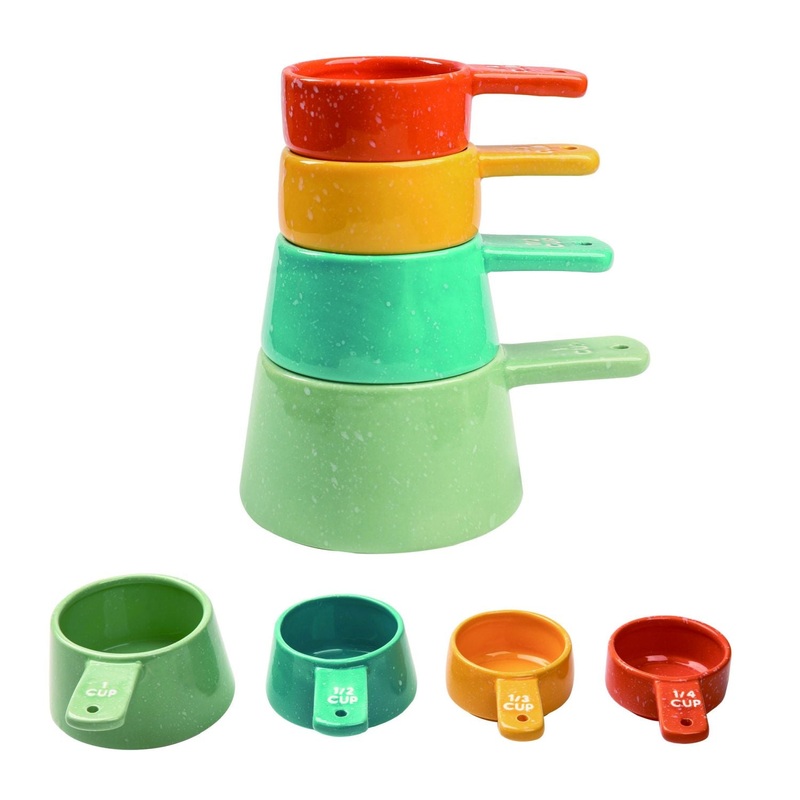 Transpac Dolomite Faux-Namel Stacking Measuring Cups, Set Of 4