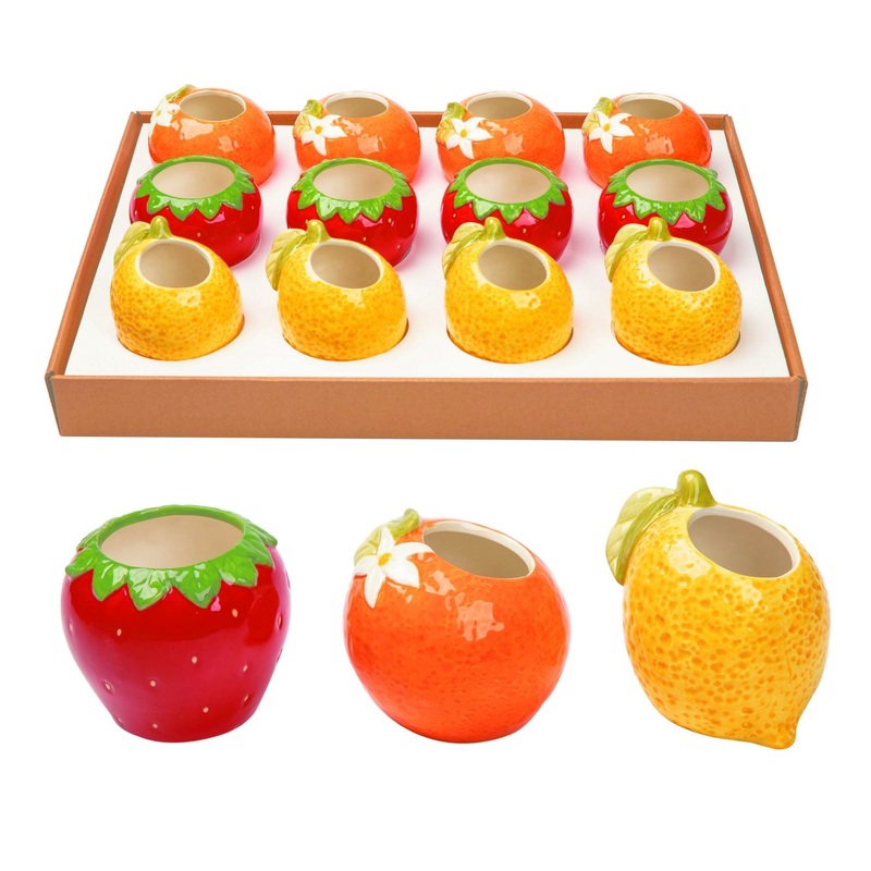 Transpac Dolomite Fruit Mini Planters In Display, Set Of 12