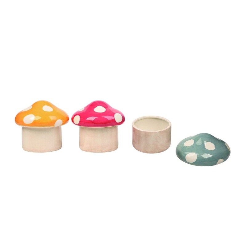 Transpac Dolomite Mushroom Container, Set Of 3, Assortment