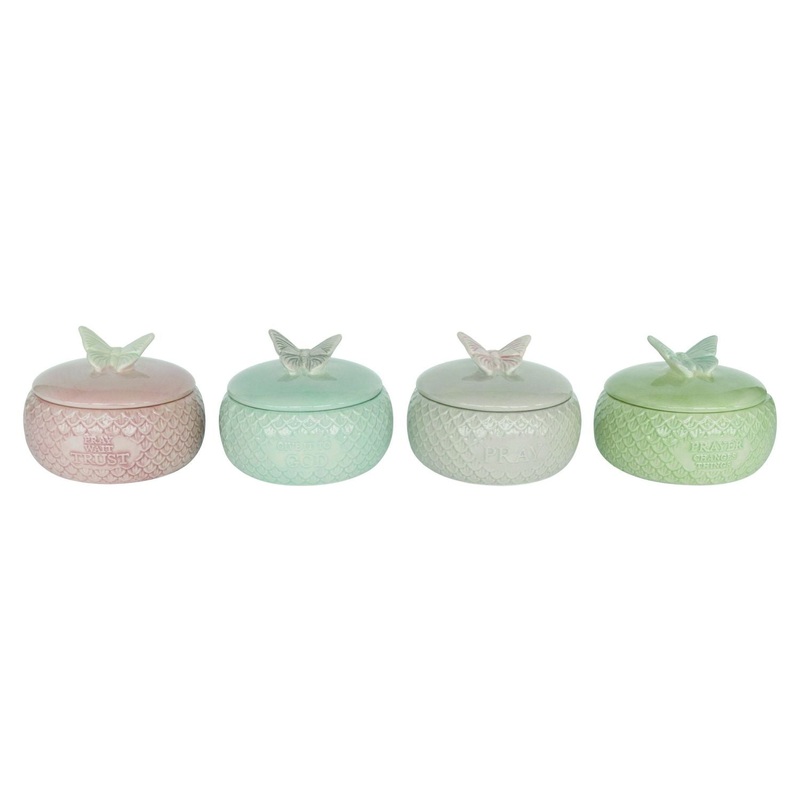 Transpac Dolomite Prayer Container, Set Of 4, Assortment
