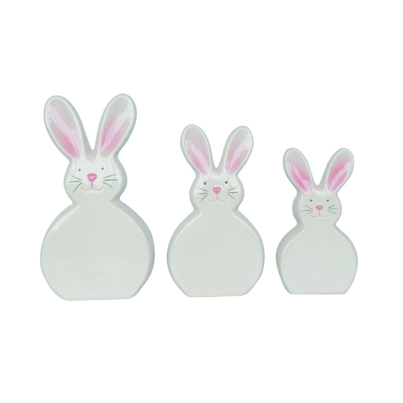 Transpac Dolomite Slim Funny Bunnies Decor, Set Of 3