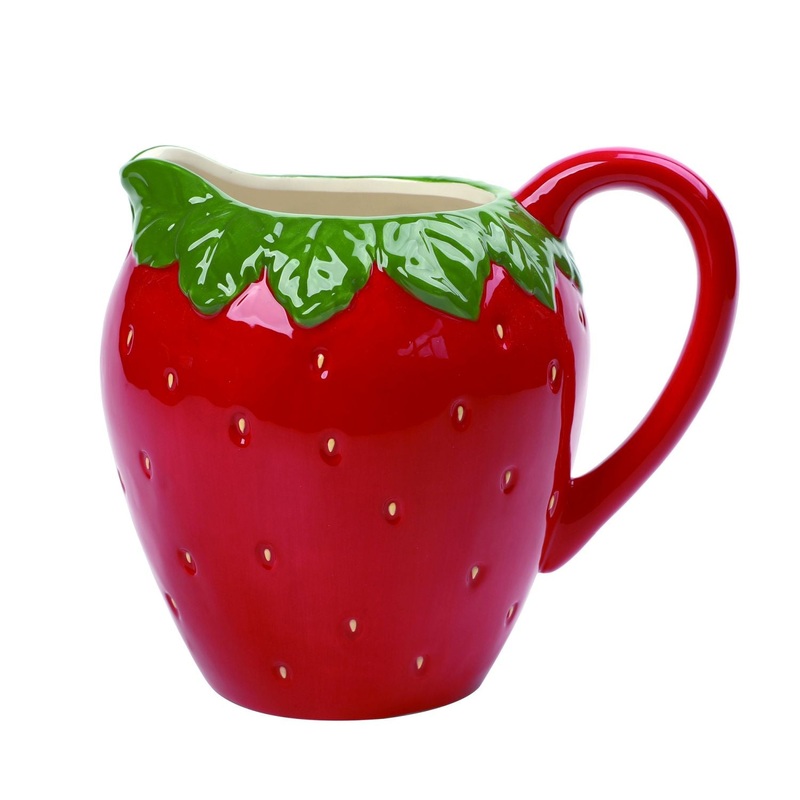 Transpac Dolomite Strawberry Pitcher
