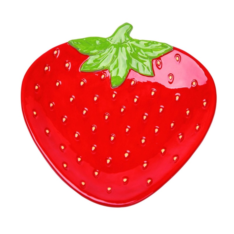 Transpac Dolomite Strawberry Platter