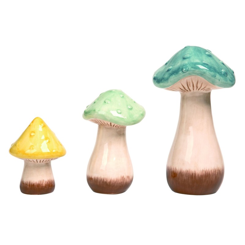 Transpac Dolomite Textured Mushroom Decor, Set Of 3