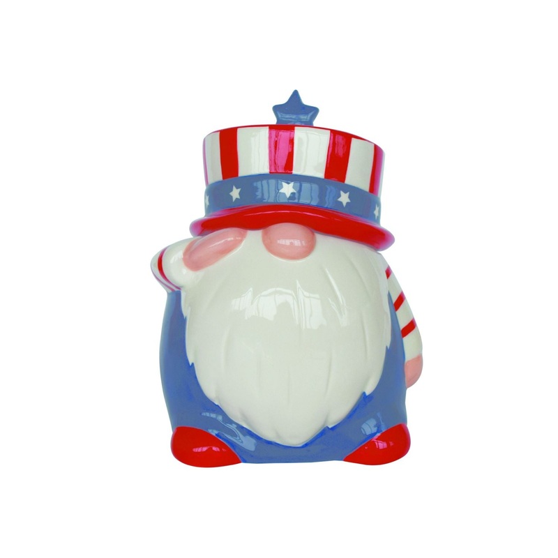 Transpac Dolomite Uncle Sam Gnome Cookie Jar