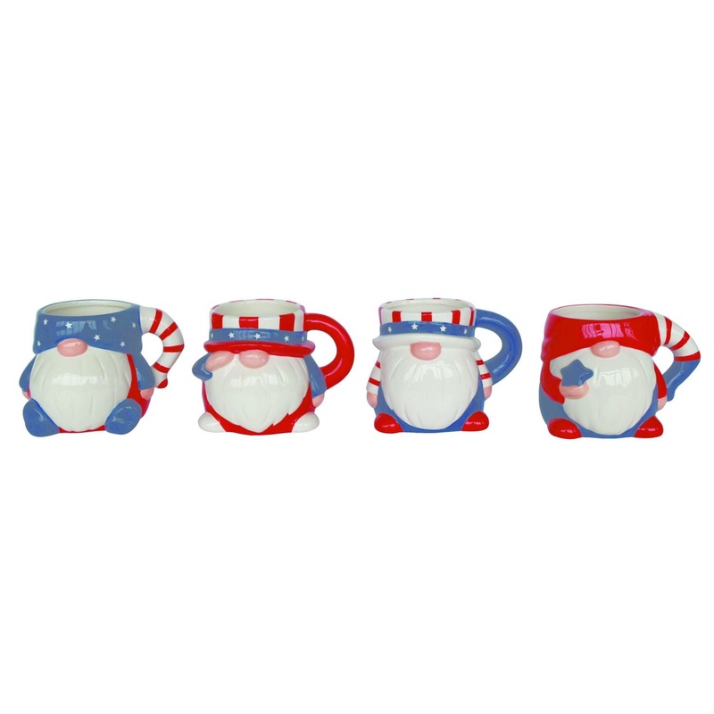 Transpac Dolomite Uncle Sam Mug, Set Of 4, Assortment