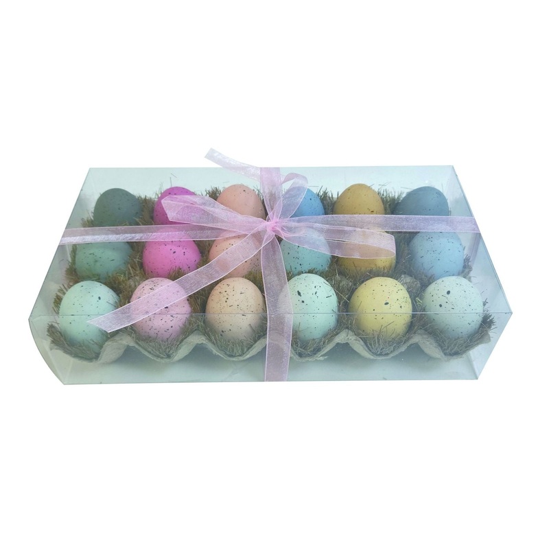 Transpac Foam Speckled Egg Decor, Set Of 18 In Box