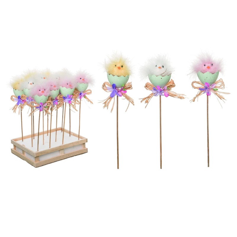 Transpac Hatching Chick Picks In Display, Set Of 12