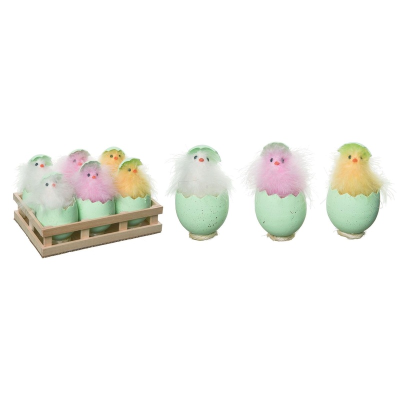 Transpac Hatching Chicks In Display, Set Of 6