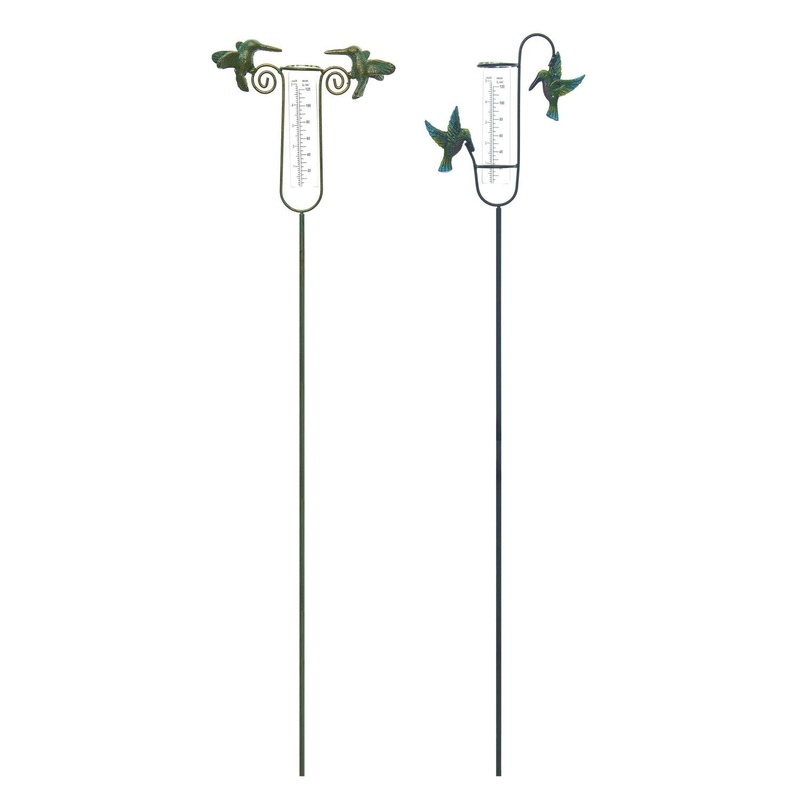 Transpac Iron Hummingbird Rain Gauge, Set Of 2, Assortment