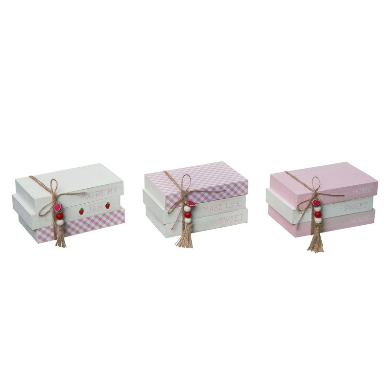 Transpac MDF Berry Book Stack, Set Of 3, Assortment