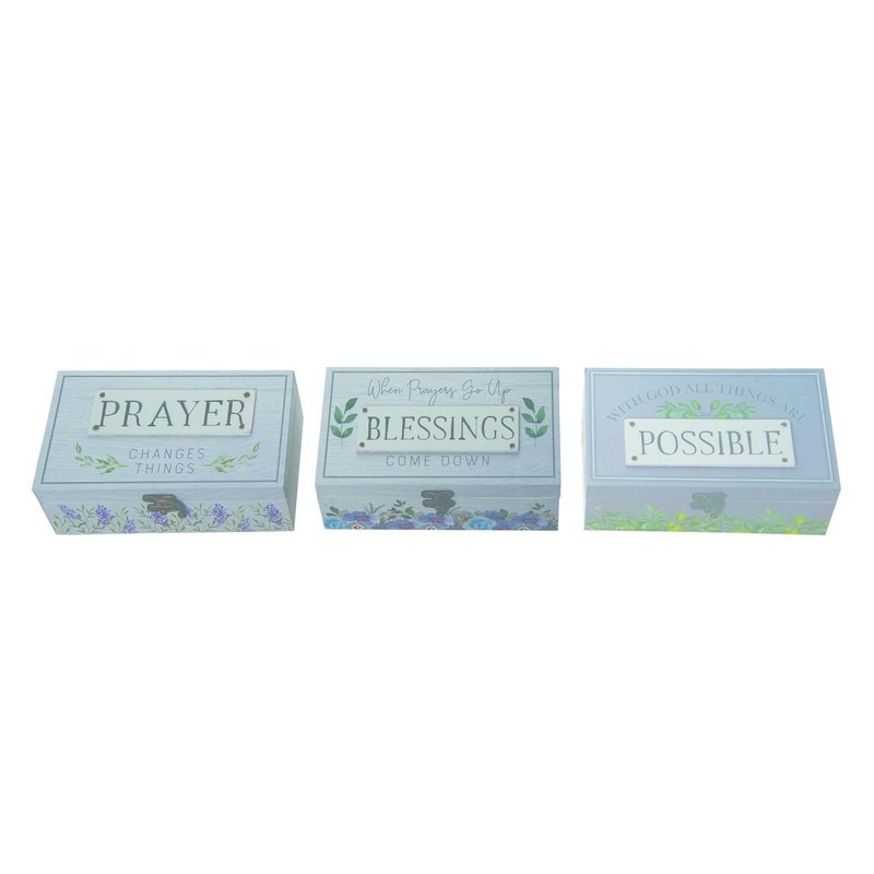 Transpac MDF Blessings Prayer Box, Set Of 3, Assortment