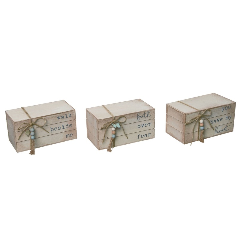 Transpac MDF Faith Driven Book Stack, Set Of 3, Assortment