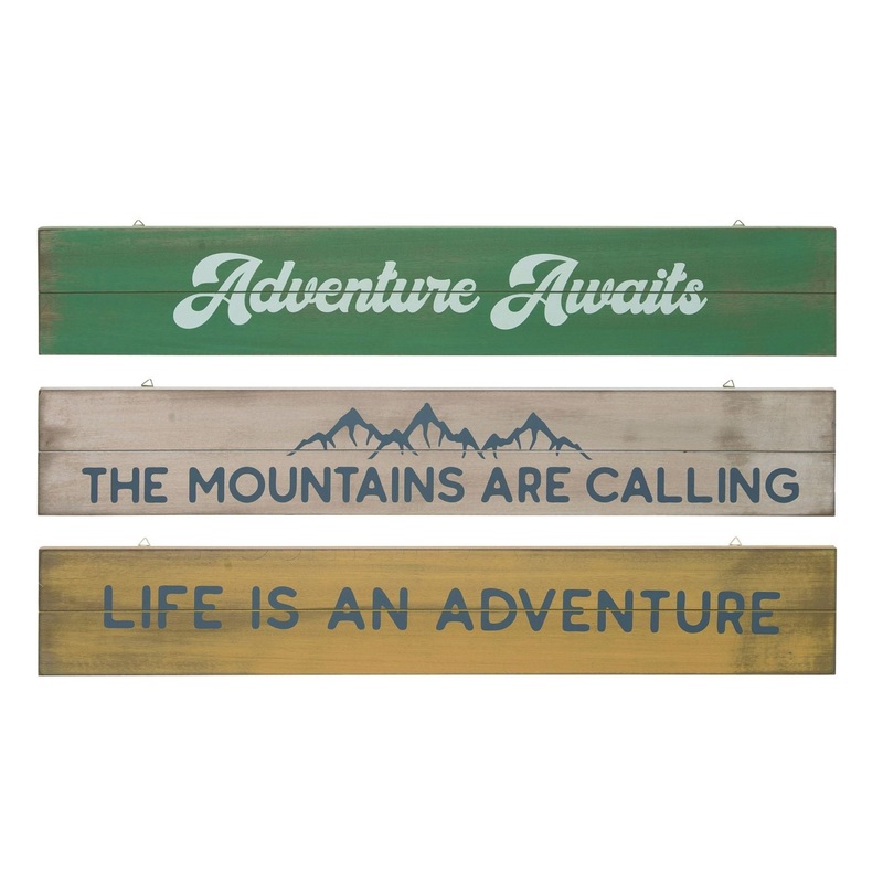 Transpac MDF Horizontal Cabin Wall Decor, Set Of 3, Assortment