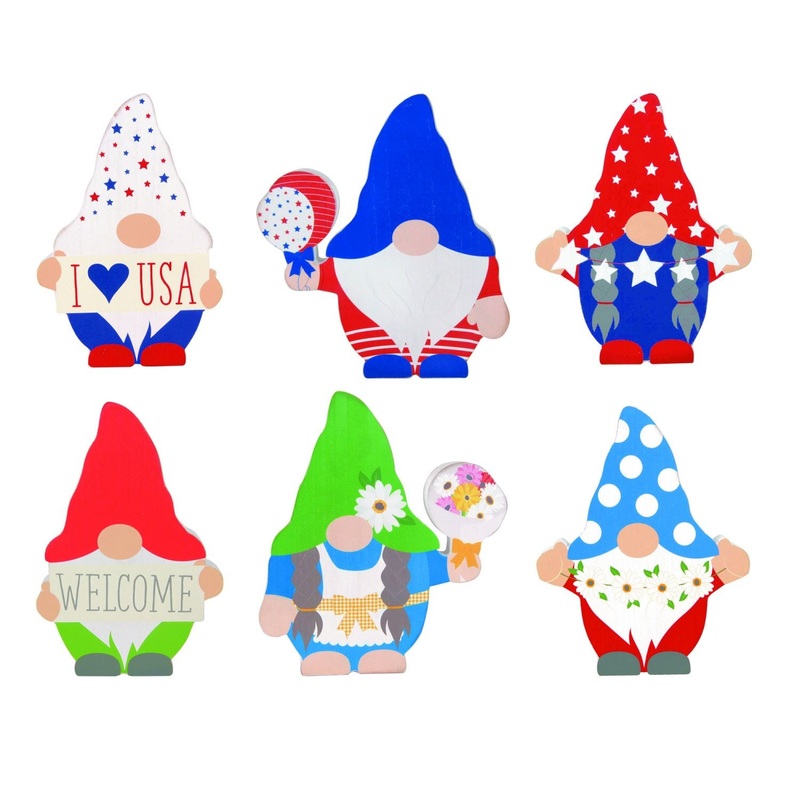 Transpac MDF Reversible Gnome Block Decor, Set Of 3