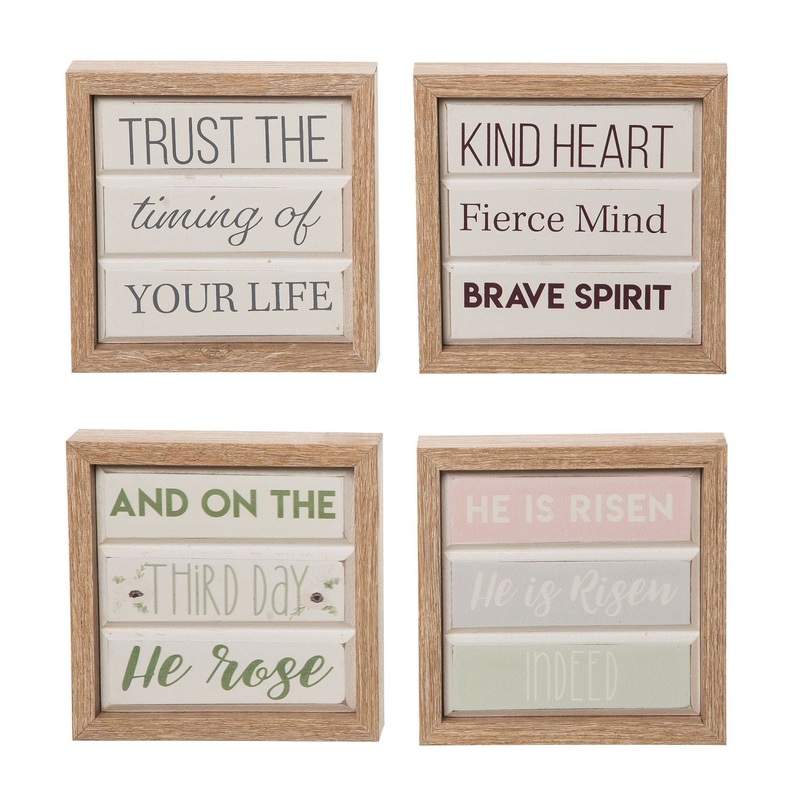 Transpac MDF Reversible Quote Decor, Set Of 2, Assortment