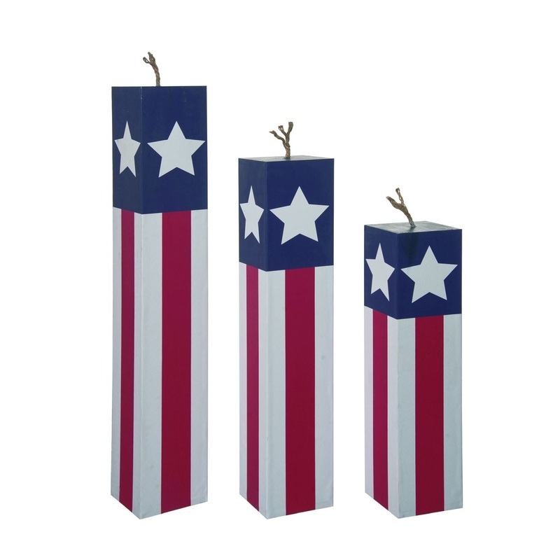 Transpac MDF Stars & Stripes Rocket Decor, Set Of 3