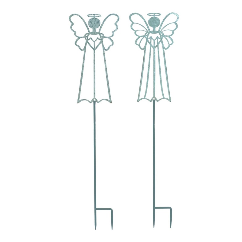 Transpac Metal Angel Yard Stake KD, Set Of 2, Assortment