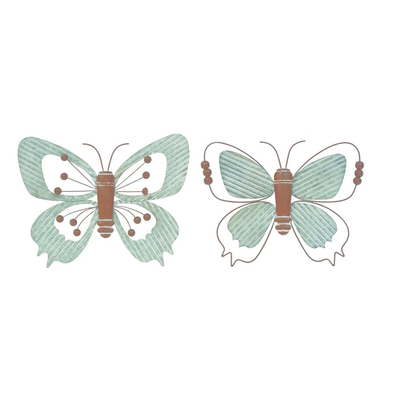 Transpac Metal Beaded Butterfly Decor, Set Of 2, Assortment