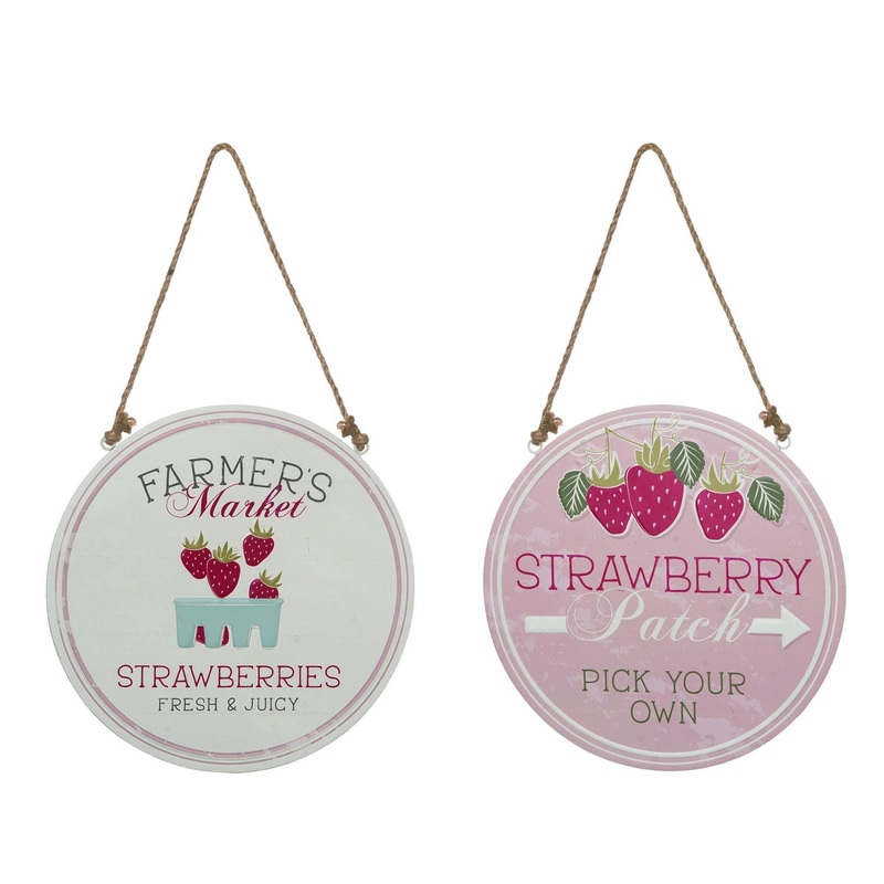 Transpac Metal Strawberry Market Decor, Set Of 2, Assortment