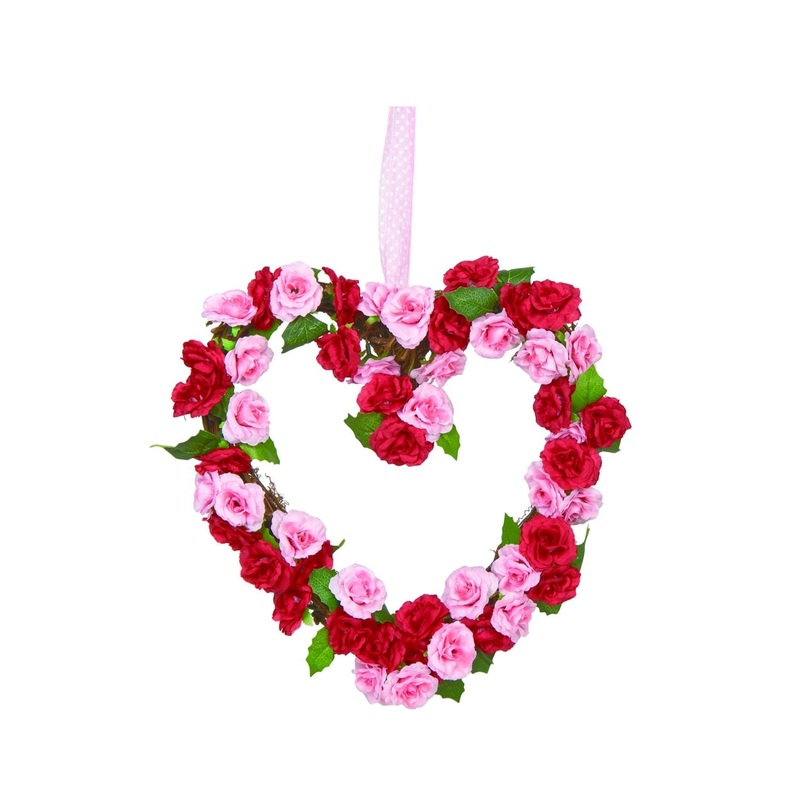 Transpac Mixed Rosette Heart Wreath