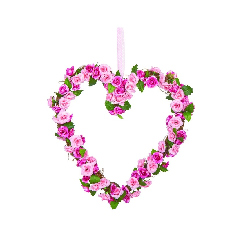 Transpac Pink Rosette Heart Wreath