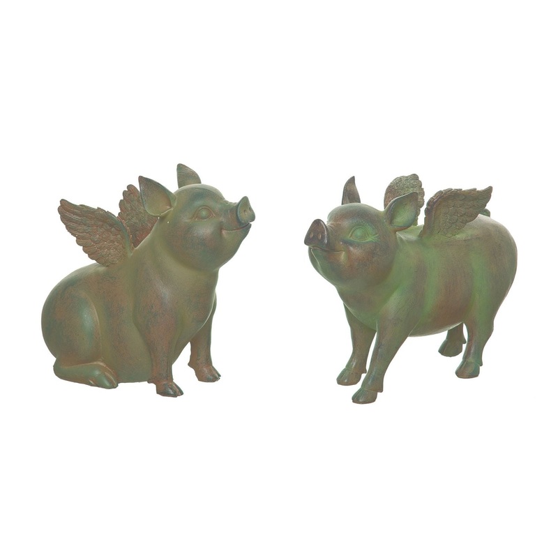Transpac Resin Flying Pig Decor, Set Of 2, Assortment