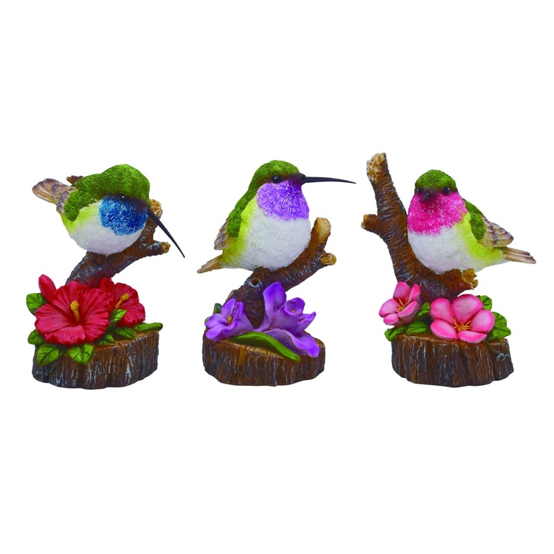 Transpac Resin Hummingbird Flower Figurine, Set Of 3, Assortment
