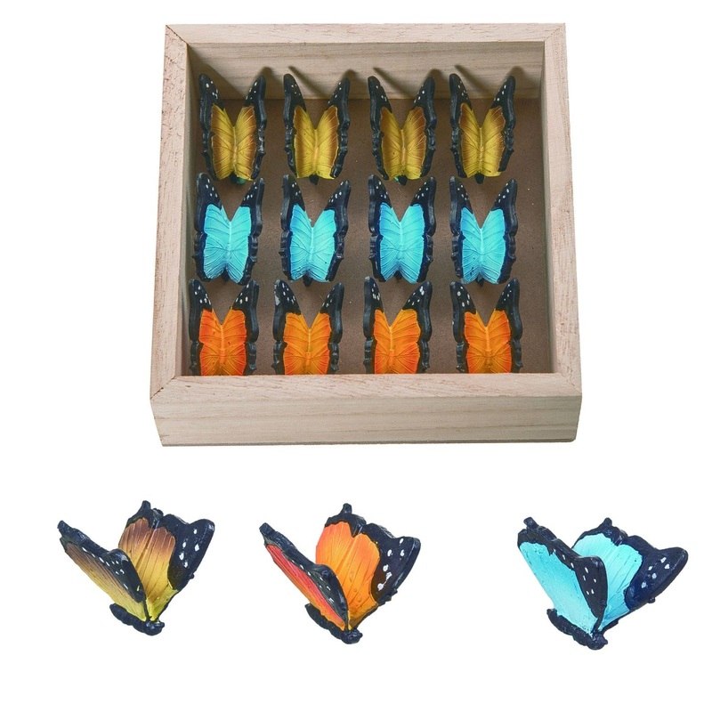 Transpac Resin Mini Butterfly Figurines In Crate, Set Of 12