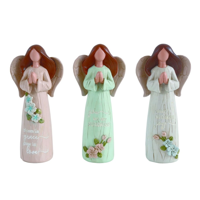 Transpac Small Resin Graceful Angel Figurine, Set Of 3, Assortment