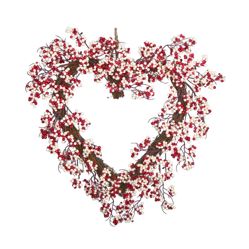 Transpac Soft Pink Berry Heart Wreath