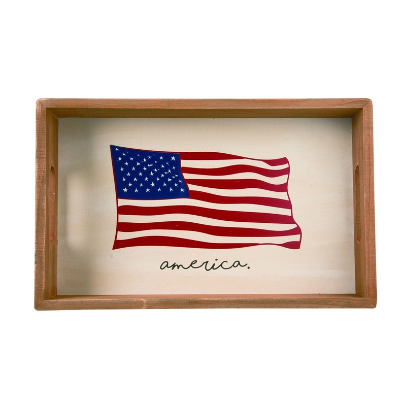 Transpac Wood Americana Serving Tray