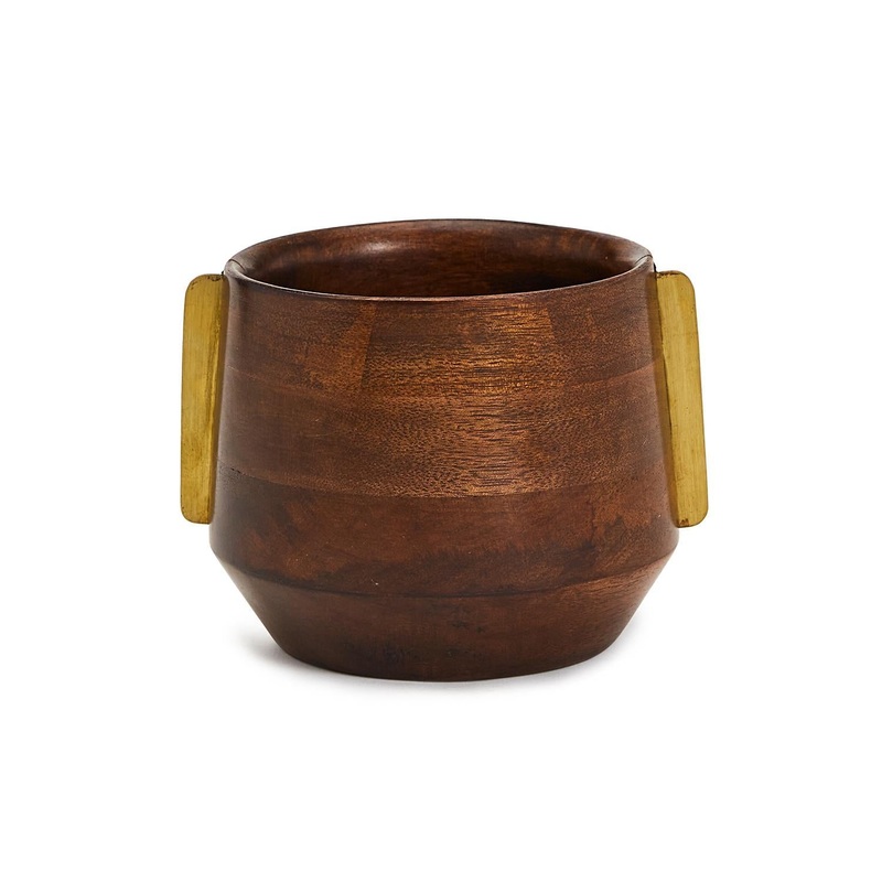 Two’s Company Milo Mango Wood Bowl W/Brass Accent (Food Safe) – Mango Wood/Brass